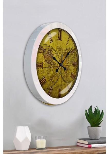 36 cm Beyaz Metal Maps Duvar Saati fırsatları
