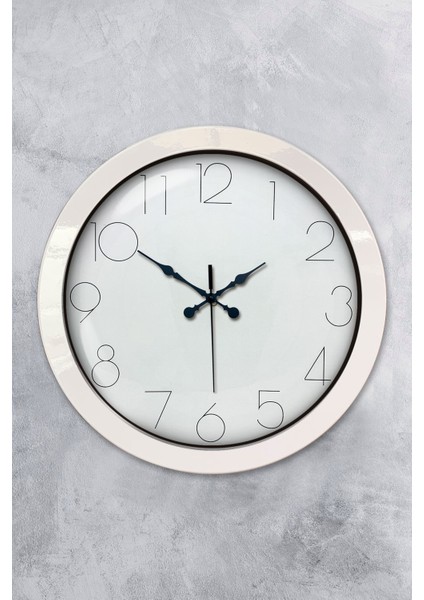 36 cm Beyaz Metal Modern Duvar Saati
