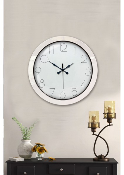36 cm Beyaz Metal Modern Duvar Saati fiyatları