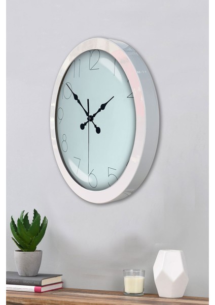 36 cm Beyaz Metal Modern Duvar Saati modelleri