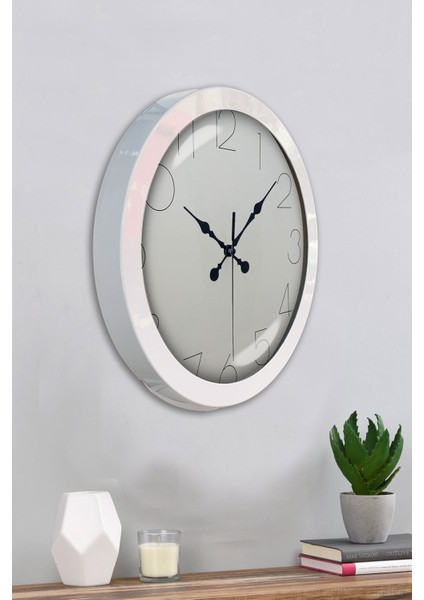 36 cm Beyaz Metal Modern Duvar Saati fırsatları