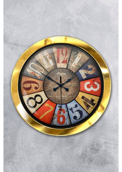 36 cm Gold Metal Retro Duvar Saati
