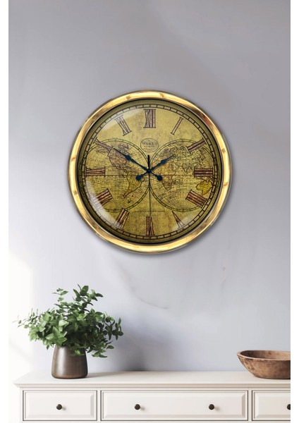 40 cm Gold Metal Maps Duvar Saati fiyatları