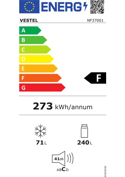 NF37001 310 Lt No-Frost Buzdolabı