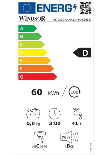 WS 2510 5 kg 1000 Devir Çamaşır Makinesi