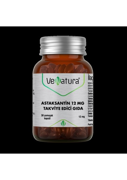 Venatura Astaksantin 12 Mg 30 Yumuşak Kapsül