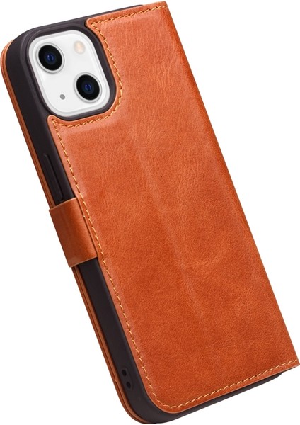 Manyetik Toka Pu Kılıf iphone 13 Mini Kahverengi Için modelleri