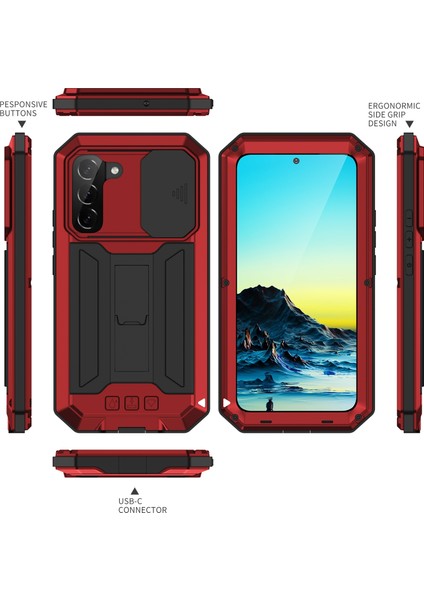 Samsung Galaxy S22 5g Kırmızı Için Metal + Silikon Kılıf fiyatları