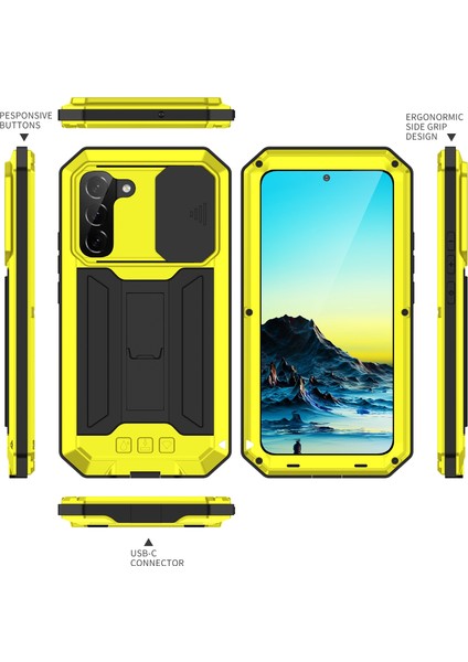 Samsung Galaxy S22 5g Sarı Için Metal + Silikon Kılıf fiyatları