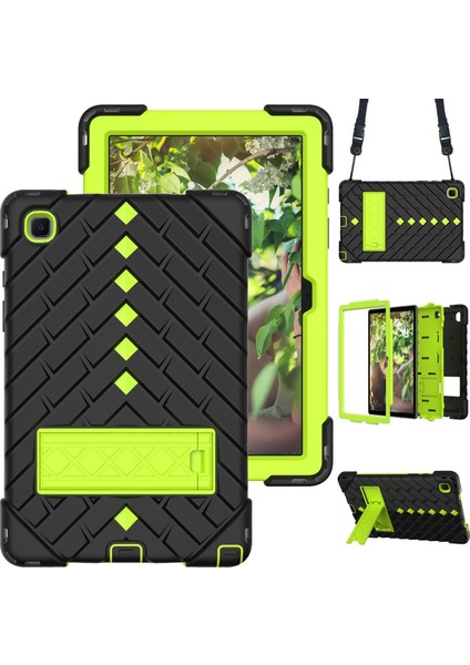 Samsung Galaxy Tab A7 10.4 Için Rhombus Robot Kılıfı (2020) Siyah + Sarı Yeşil