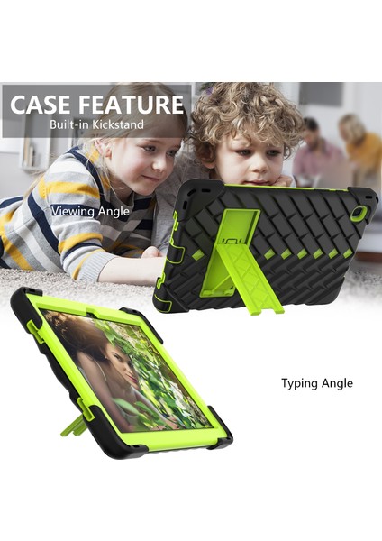 Samsung Galaxy Tab A7 10.4 Için Rhombus Robot Kılıfı (2020) Siyah + Sarı Yeşil fırsatları