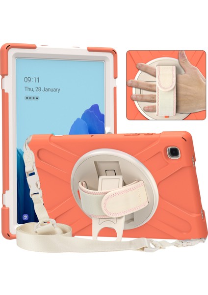 Samsung Galaxy Tab A7 (2020) T500 Silikon + Pc Kılıfı Mercan Turuncu