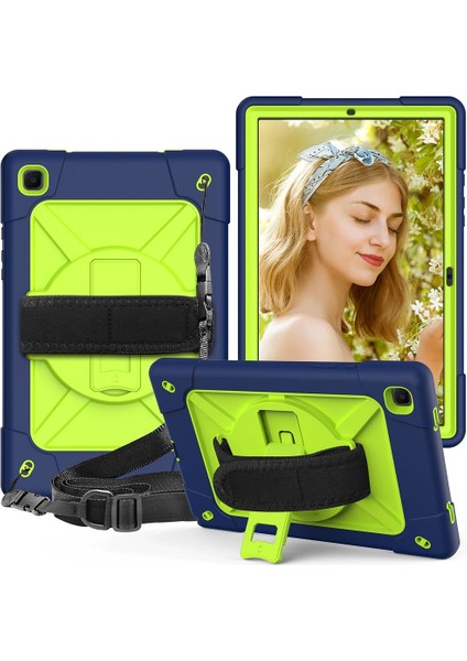 Samsung Galaxy Tab A7 10.4 (2020) T500 Kılıfı Lacivert + Sarı-Yeşil