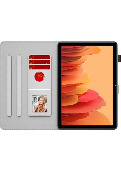 Samsung Galaxy Tab A7 10.4 2020 T500 / T505 Için Pu Kılıf Mor Kırmızı