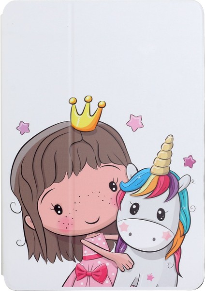 Samsung Galaxy Tab A7 10.4 T500 Deri Kılıf Kız Unicorn