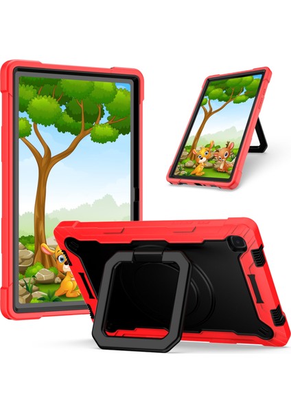 Samsung Galaxy Tab A7 10.4 (2020) T500 / T505 Pc Kılıfı Kırmızı + Siyah