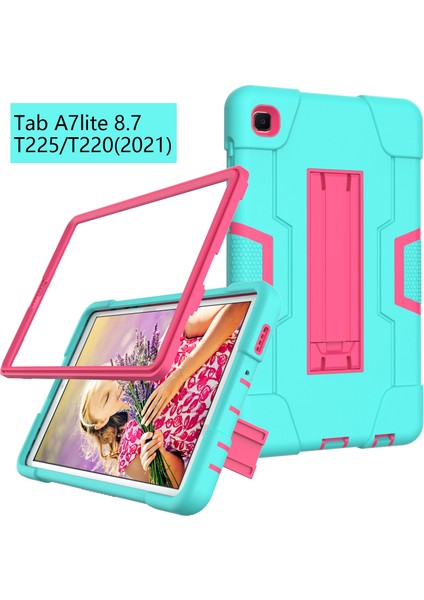 Samsung Galaxy Tab A7 10.4 (2020) Tablet Kılıfı Nane Yeşil + Gül Kırmızı