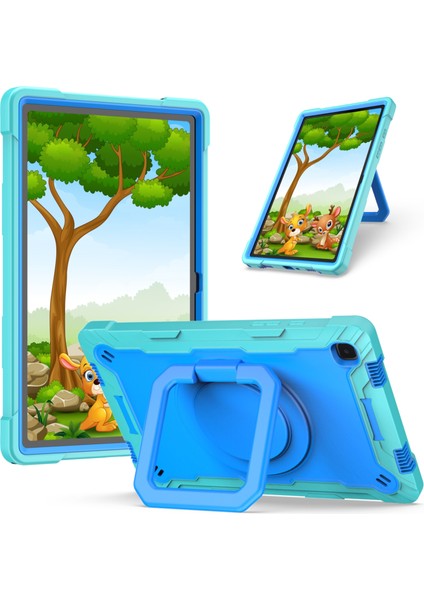 Samsung Galaxy Tab A7 10.4 (2020) T500 / T505 Pc Kılıfı Nane Yeşil + Mavi
