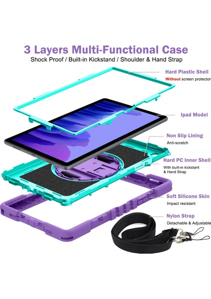 Silikon + Pc Kılıf Samsung Galaxy Tab A7 10.4 (2020) T500 / T505 Mor + Nane Yeşili fiyatları