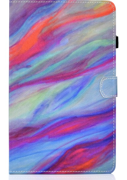 Samsung Galaxy Tab A7 (2020) T500 Renkli Çizim Kılıfı Renkli Mermer(Yurt Dışından)