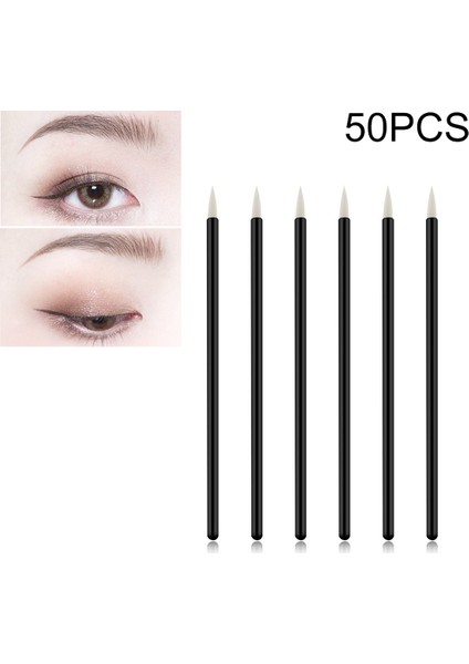 puluz 50 Adet Eyeliner Fırçası Kozmetik Makyaj Fırçaları Gözler Makyaj Şekillendirme Araçları Siyah (Yurt Dışından)