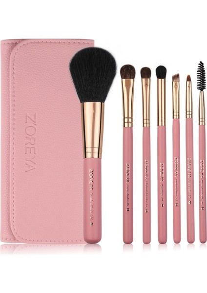 zoreya 7'Si 1 Arada Makyaj Fırçası Seti Eski Pembe (Yurt Dışından)