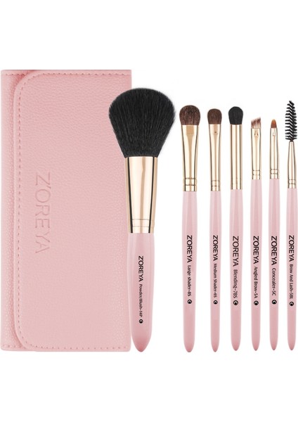 zoreya 7'Si 1 Arada Makyaj Fırçası Seti Yeni Pembe (Yurt Dışından)