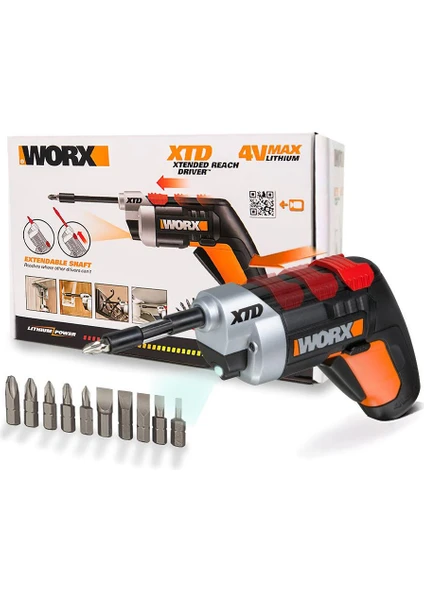 WX252 4 Volt/1.5 Ah. Li-Ion Şarjlı Tornavida + 10 Adet Bits Uç