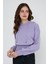 Kadın Kapüşonlu 3 Iplik Oversize Sweatshirt Lila 4