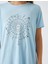 2YAK13355EK Yuvarlak Yaka Kısa Kollu Normal Kalıp Açık İndigo Kadın T-Shirt 5