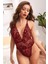 Sırtı Ip Detaylı Dantelli Bodysuit Bordo 2