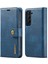 Çılgın At Doku Pu Kılıf Samsung Galaxy S22 5g Mavi Için 2