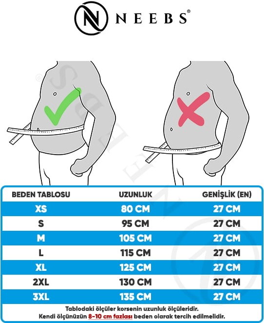 Neebs Unisex Termal Korse Ekstra Geniş Bel Korse görsel 4
