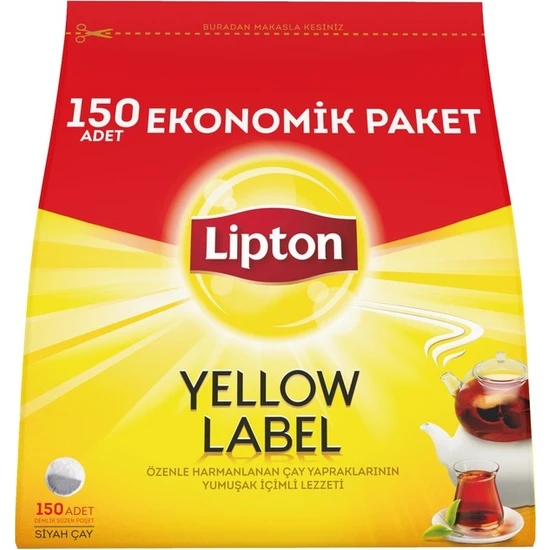 Lipton  Lipton Yellow Label Demlik Süzen Poşet Siyah Çay Ekonomik Paket 150'LI 8 Adet