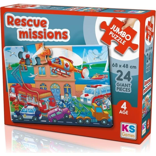 Ks Games Rescue Missions Jumbo Puzzle 24 Parça