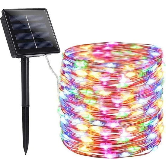 Schulzz Solar Güneş Enerji Dış Bahçe 8 Modlu 20METRE Düz 200 LED Rgb Aydınlatma