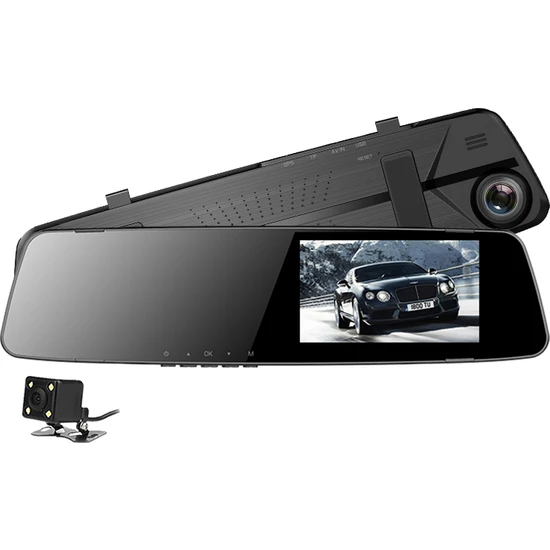Spysoft Ince Tasarım Full Hd 1080P Kameralı Dikiz Aynası 4 Ledli Geri Görüş Kameralı Tam Set
