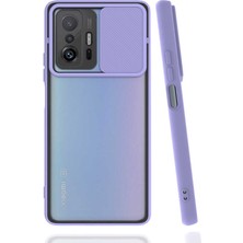 Kzy Xiaomi Mi 11T Kapak Lensi Açılır Kapanır Kamera Korumalı Silikon Kılıf - Lila