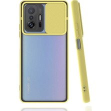 Kzy Xiaomi Mi 11T Kapak Lensi Açılır Kapanır Kamera Korumalı Silikon Kılıf - Sarı