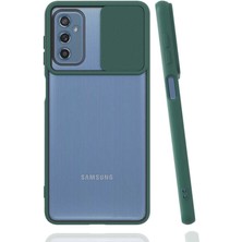 Kzy Samsung Galaxy M52 Kapak Lensi Açılır Kapanır Kamera Korumalı Silikon Kılıf - Yeşil