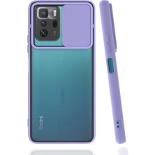Kzy Xiaomi Poco X3 Gt Kapak Lensi Açılır Kapanır Kamera Korumalı Silikon Kılıf - Lila
