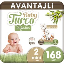 Baby Turco Doğadan Avantajlı Bebek Bezi 2 Numara 3 - 6 kg Mini 168'li