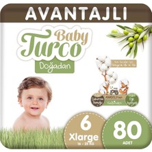 Baby Turco Doğadan Avantajlı Bebek Bezi 6 Numara 16 - 25 kg XL 80'li