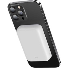 Benks iPhone 12 Pro Max Uyumlu Powerbank Slim Magsafe Manyetik Wireless 10000MAH Beyaz