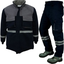 Uniprom Kışlık Iş Pantolonu ve Ceket Takımı Lacivert Gri