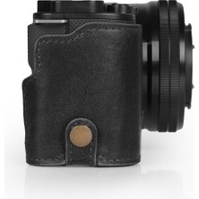 Megagear Sony ZV-E10 ile Uyumlu Gerçek Deri Yarım Fotoğraf Makinesi Kılıfı - Siyah