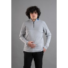 Akçaylar Fermuar Yaka Yarım Balıkçı Likralı Erkek Sweatshirt