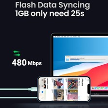 Ugreen Type-C To Lightning iPhone Uyumlu Data ve Şarj Kablosu Yeşil 1.5 Metre