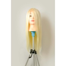 Prodiva Kuaför Eğitim Mankeni Çalışma Saçı - Kuaför Eğitim Puppeti - 70 Cm Fiber Sentetik - Platin (Ayrımlı)