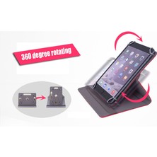 Fuchsia Apple iPad Mini 6 (2021) 8.3 Inç Uyumlu 360° Dönebilen Standlı Kapaklı Universal Tablet Kılıfı